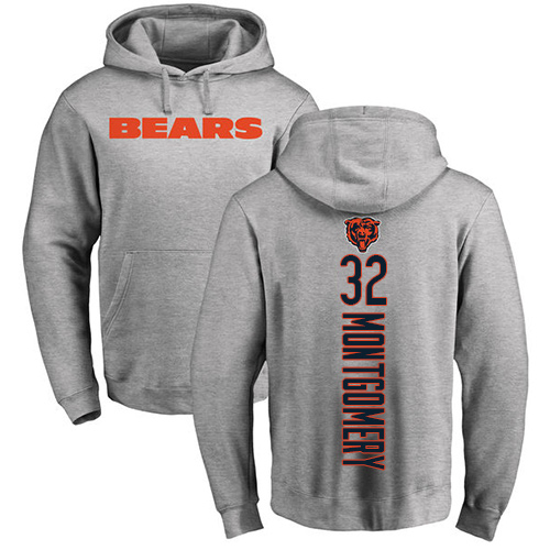 Chicago Bears Men Ash David Montgomery Backer NFL Football #32 Pullover Hoodie Sweatshirts->nfl t-shirts->Sports Accessory